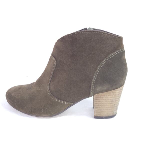 Steve Madden Harrlee Suede Leather Ankle Booties Olive Green Brown Size 8 - Picture 8 of 9